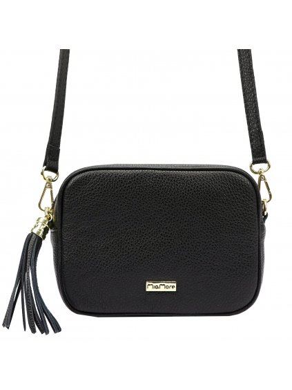 Kožená crossbody kabelka MiaMore 01-065 černá