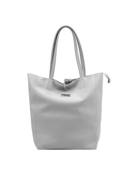 Kožená kabelka přes rameno MiaMore 01-014 Z světle šedá