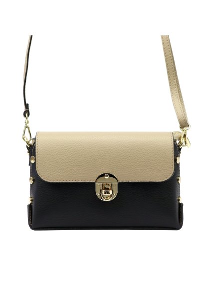 Dámská kožená crossbody kabelka Luka 20-052 béžová / černá