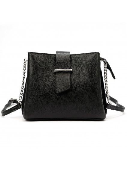 Kožená crossbody kabelka 20-096 černá