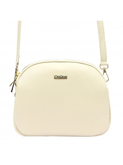 Kožená crossbody kabelka MiaMore 01-064 krémová