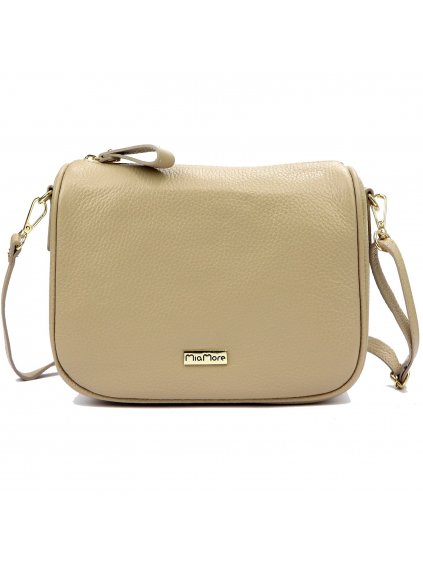 Kožená kabelka MiaMore 24-003 béžová