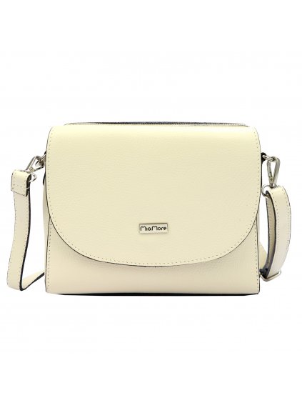 Kožená crossbody kabelka MiaMore 01-067 krémová