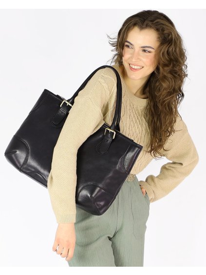 Kožená kufříková kabelka Mazzini MM419 černá