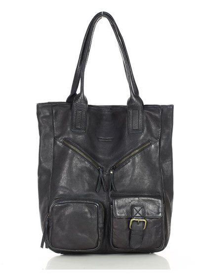 Kožená shopper bag kabelka Mazzini VS31 černá
