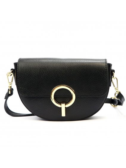 Kožená crossbody kabelka 24-020 černá