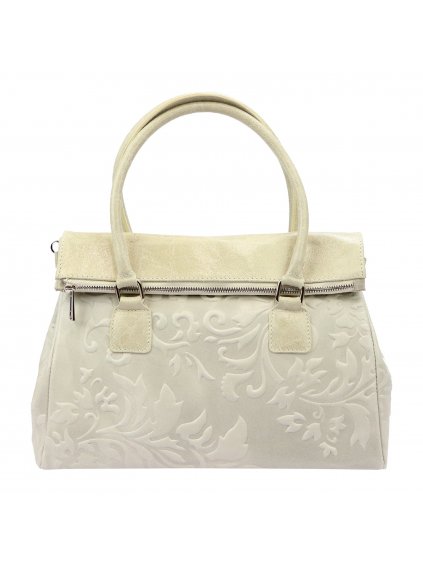 Kožená kufříková kabelka Luka 20-054 MN světle béžová