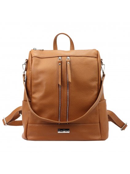 Dámský kožený batoh MiaMore 01-061 koňakový