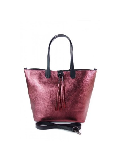 Kožená shopper bag kabelka Vera Pelle SB599R červená