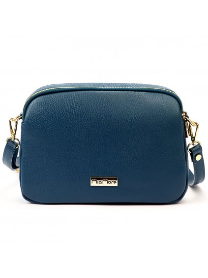 Kožená crossbody kabelka Miamore 01-068 tyrkysová