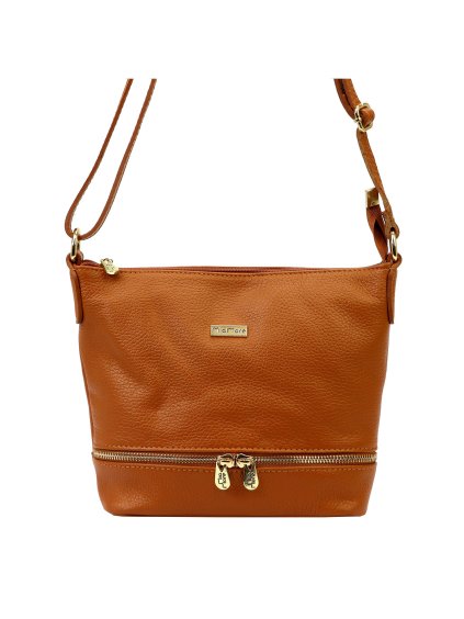 Kožená crossbody kabelka MiaMore 01-019 koňakvá