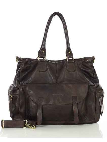 Kožená kabelka Mazzini M193 tmavě hnědá