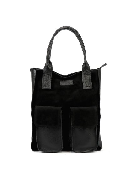 Kožená shopper bag kabelka Angelo 01-001-2 černá