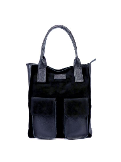 Kožená shopper bag kabelka Angelo 01-001-2 modrá