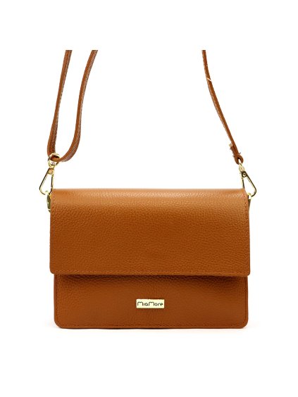 Kožená crossbody kabelka MiaMore 01-054 koňaková