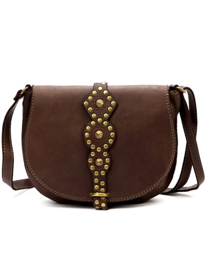 Kožená sedlová crossbody kabelka VS 037 Hnědá