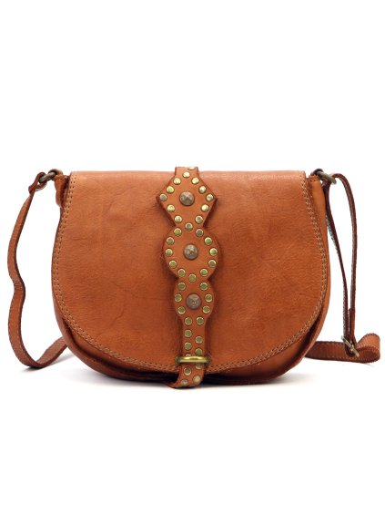 Kožená sedlová crossbody kabelka VS 037 camel