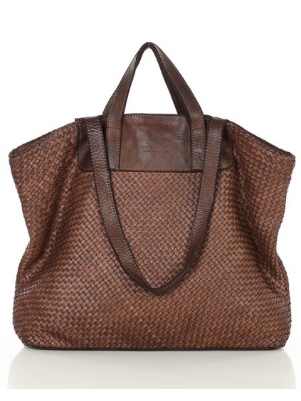 Dámská kožená shopper bag kabelka Mazzini M1M86 hnědá