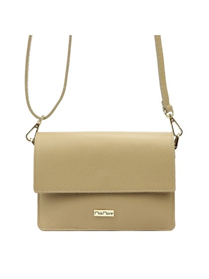 Kožená crossbody kabelka MiaMore 01-054 béžová