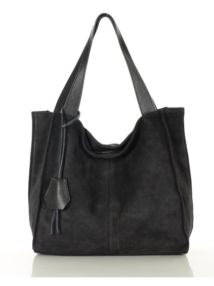 Kožená shopper bag kabelka Mazzini  139MM černá