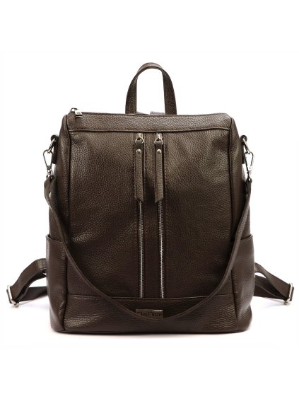 Dámský kožený batoh MiaMore 01-061 tmavě hnědá