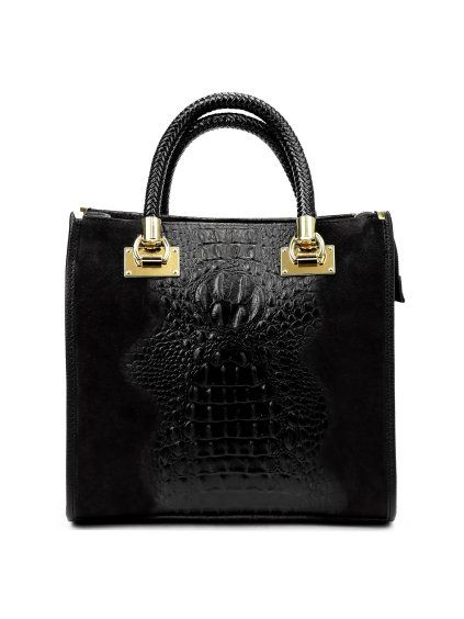 Kožená shopper bag kabelka 26-072 COCO černá