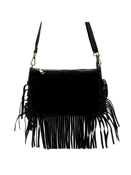 Kožená crossbody kabelka 25-085 černá