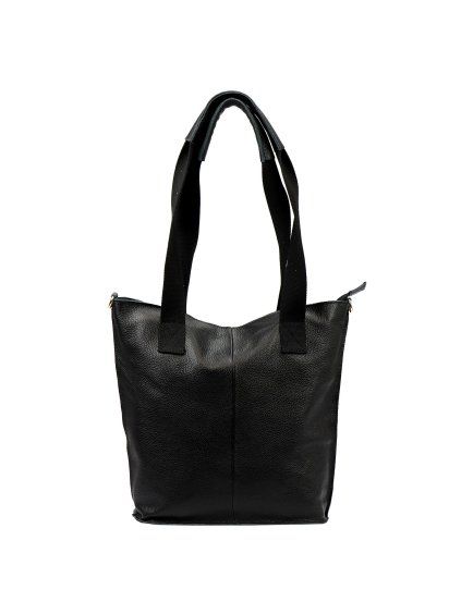 Kožená shopper bag kabelka 26-130 DL černá