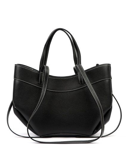 Kožená shopper bag kabelka 25-025 DL černá