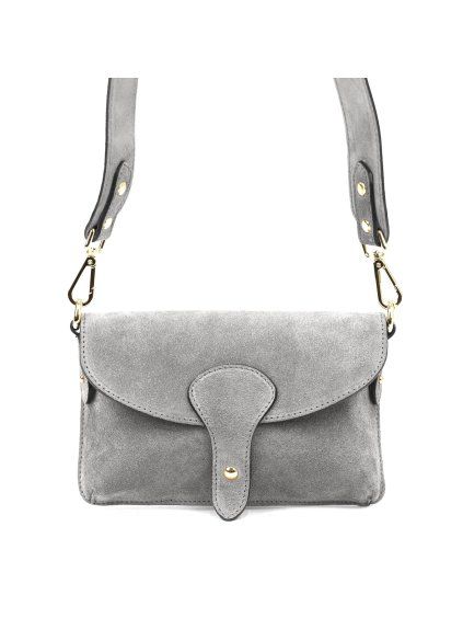 Kožená crossbody kabelka 24-071 M světle šedá
