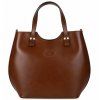 Kožená shopper bag kabelka Vera Pelle 846 hnědá