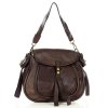 Kožená kabelka přes rameno Mazzini M67 tmavě hnědá