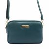 Kožená crossbody kabelka MiaMore 01-027 tyrkysová