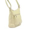 Kožená crossbody kabelka MiaMore 01-039 světle béžová