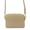 Kožená crossbody kabelka MiaMore 01-062 béžová