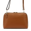 Kožená crossbody kabelka MiaMore 01-043 koňaková