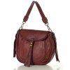 Kožená kabelka přes rameno Mazzini M67 vínová