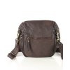 Kožená crossbody kabelka Mazzini VS8 tmavě hnědá