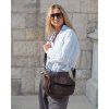 Kožená crossbody kabelka Mazzini VS8 tmavě hnědá