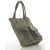 Torebka z kieszonkami skórzana dobrze zorganizowany shopper - MARCO MAZZINI taupe khaki