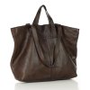 Dámská kožená shopper bag kabelka Mazzini MM56 tmavě hnědá