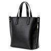 Kožená shopper bag kabelka Vera Pelle 1777 černá 2