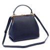 Kožená kufříková kabelka Luka 24-024 modrá