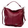 Kožená kabelka přes rameno MiaMore 01-053 vínová