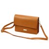 Kožená crossbody kabelka MiaMore 01-054 koňaková