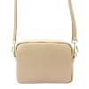 Kožená crossbody kabelka MiaMore 01-062 světle béžová