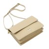 Kožená crossbody kabelka MiaMore 01-054 béžová