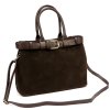 Kožená kufříková kabelka Luka 24-053 tmavě hnědá