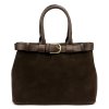 Kožená kufříková kabelka Luka 24-053 tmavě hnědá
