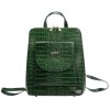 Dámský kožený batoh MiaMore 01-010 CROCO zelený
